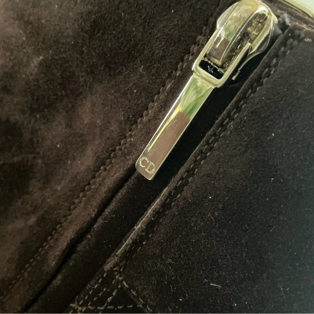 Christian Dior suede ankle boots brown graphic cannage pattern zip closure 40.5 - Picture 12 of 12